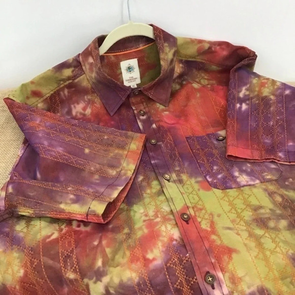 The Territory Ahead Men’s Watercolor Tie Dye Casual Button Down S/S Shirt - Picture 1 of 9